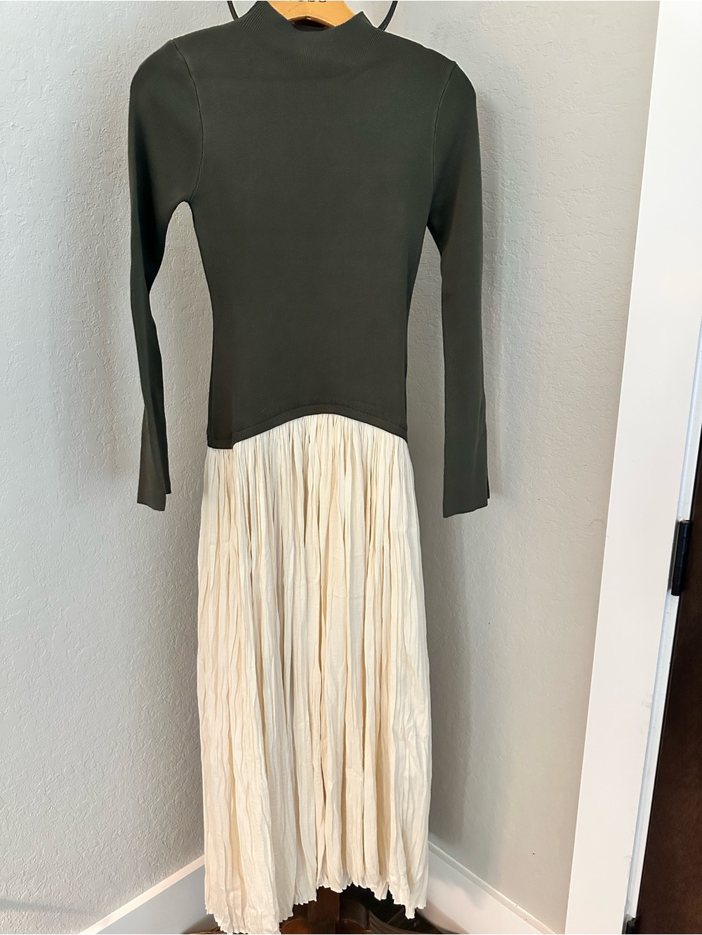 Green & Cream Maxi Dress